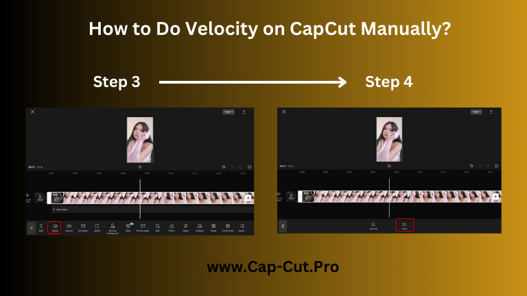 how to create velocity edit on capcut manually